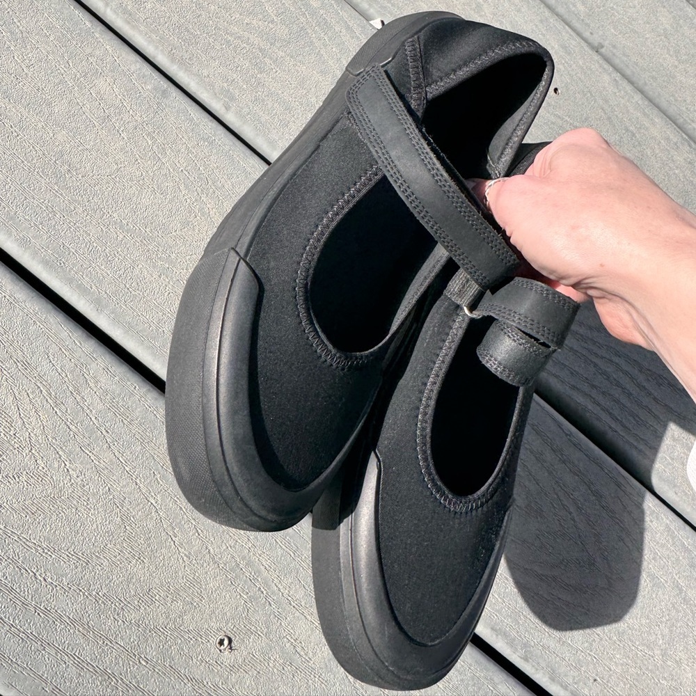 Free People Black Neoprene Mary Jane Flats Strap Comfort Shoes Size 7 - Picture 4 of 7